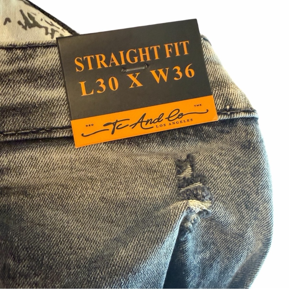 Tc & Co Los Angeles Men's Gray Straight Jeans - Picture 10 of 10